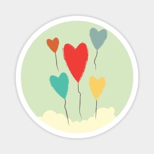 Heart Balloons above the Clouds Magnet